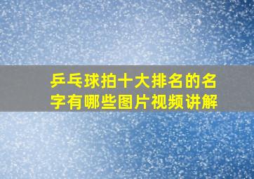 乒乓球拍十大排名的名字有哪些图片视频讲解