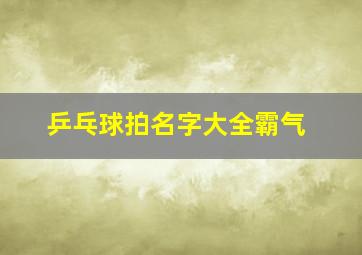 乒乓球拍名字大全霸气