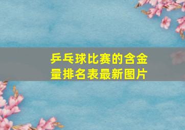 乒乓球比赛的含金量排名表最新图片