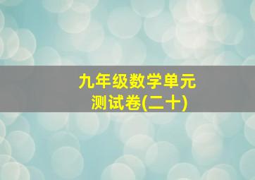 九年级数学单元测试卷(二十)