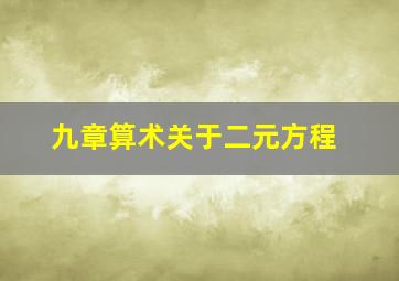 九章算术关于二元方程