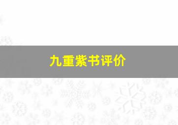 九重紫书评价