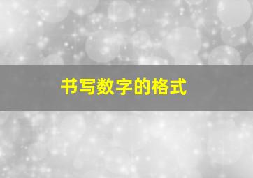 书写数字的格式