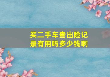 买二手车查出险记录有用吗多少钱啊