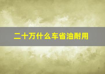 二十万什么车省油耐用