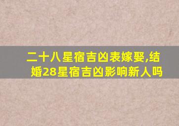 二十八星宿吉凶表嫁娶,结婚28星宿吉凶影响新人吗