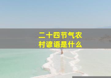 二十四节气农村谚语是什么