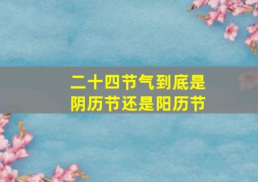 二十四节气到底是阴历节还是阳历节