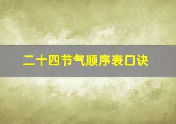 二十四节气顺序表口诀