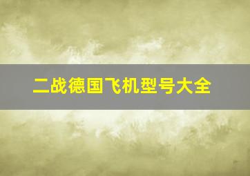 二战德国飞机型号大全