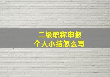 二级职称申报个人小结怎么写