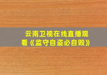 云南卫视在线直播观看《监守自盗必自毁》