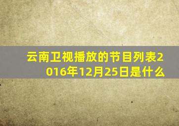 云南卫视播放的节目列表2016年12月25日是什么