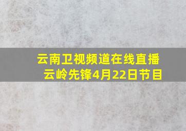 云南卫视频道在线直播云岭先锋4月22日节目