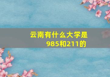 云南有什么大学是985和211的