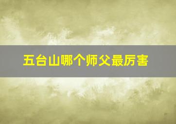 五台山哪个师父最厉害