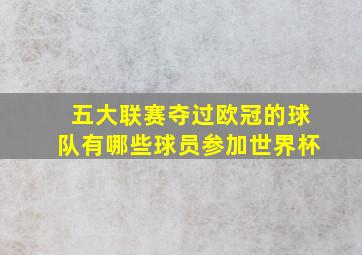 五大联赛夺过欧冠的球队有哪些球员参加世界杯