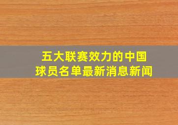 五大联赛效力的中国球员名单最新消息新闻