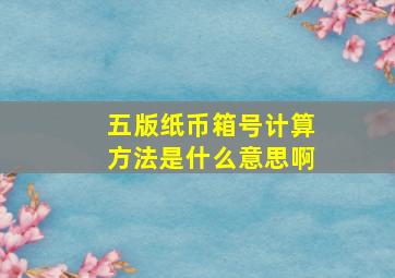 五版纸币箱号计算方法是什么意思啊