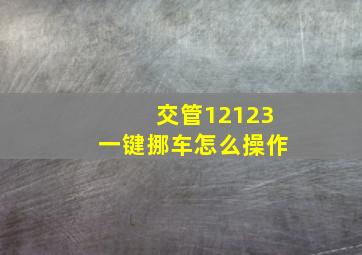 交管12123一键挪车怎么操作