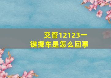 交管12123一键挪车是怎么回事