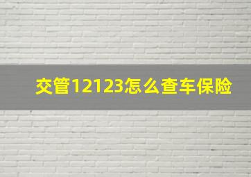 交管12123怎么查车保险