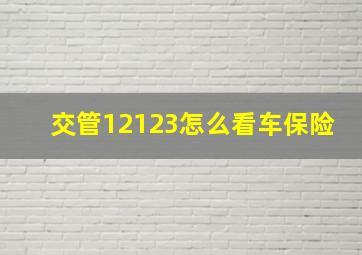 交管12123怎么看车保险