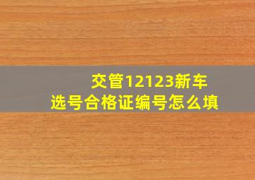 交管12123新车选号合格证编号怎么填