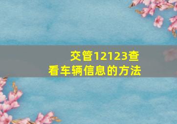 交管12123查看车辆信息的方法