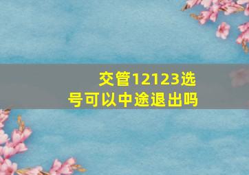 交管12123选号可以中途退出吗