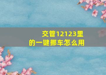 交管12123里的一键挪车怎么用