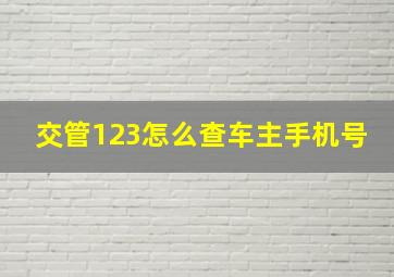 交管123怎么查车主手机号