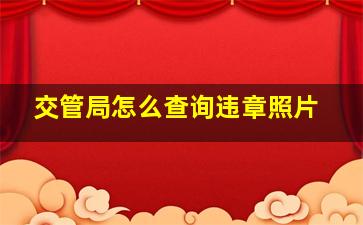 交管局怎么查询违章照片