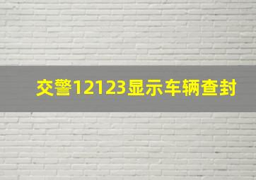 交警12123显示车辆查封