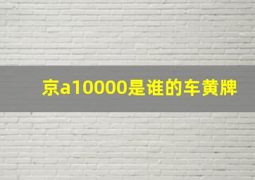 京a10000是谁的车黄牌