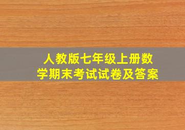 人教版七年级上册数学期末考试试卷及答案