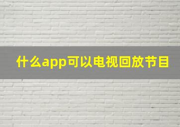 什么app可以电视回放节目