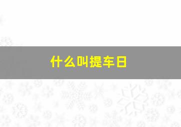 什么叫提车日