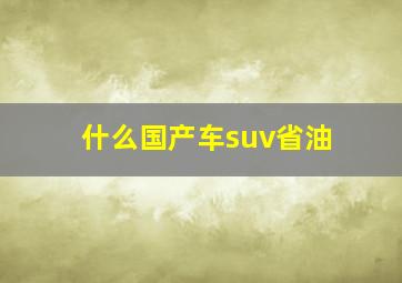 什么国产车suv省油