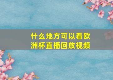 什么地方可以看欧洲杯直播回放视频