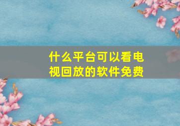 什么平台可以看电视回放的软件免费