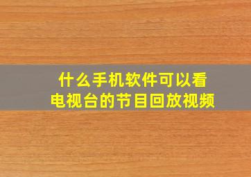 什么手机软件可以看电视台的节目回放视频