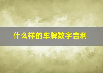 什么样的车牌数字吉利