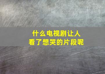 什么电视剧让人看了想哭的片段呢