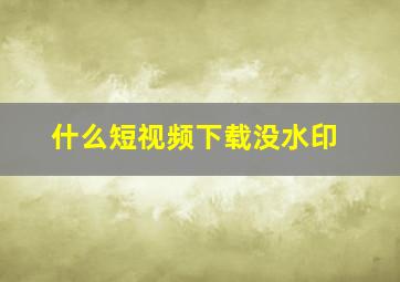 什么短视频下载没水印