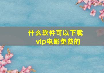 什么软件可以下载vip电影免费的