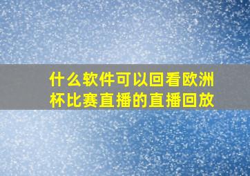 什么软件可以回看欧洲杯比赛直播的直播回放