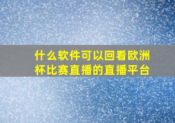 什么软件可以回看欧洲杯比赛直播的直播平台