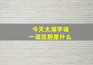 今天太湖字谜一语定胆是什么