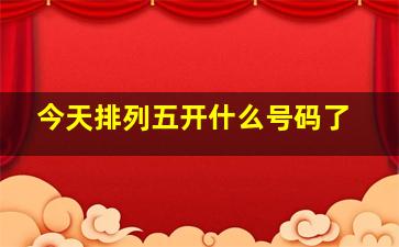 今天排列五开什么号码了